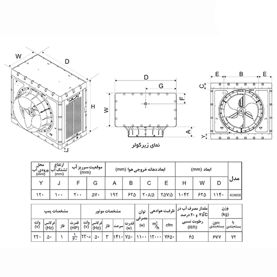 کولر آبی سلولزی 13000 آبسال مدل AC/AX131 صنعتی